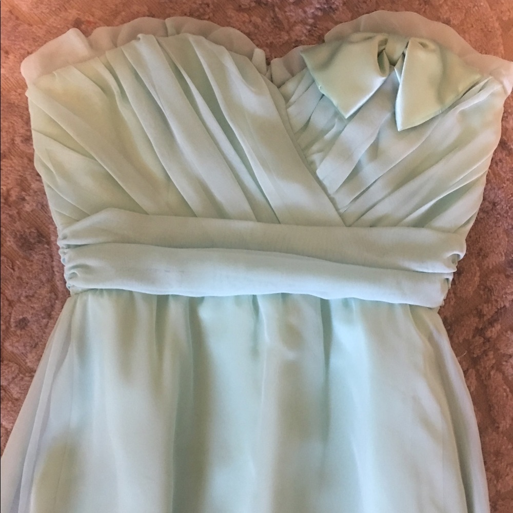 Mint green sweetheart floor length gown