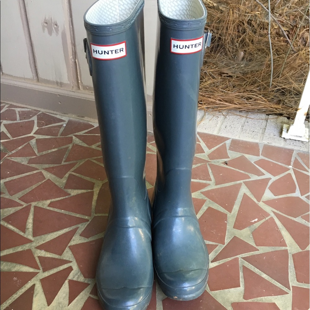 Gray Glossy Hunter Boots