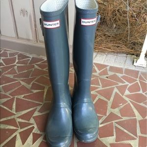 Gray Glossy Hunter Boots