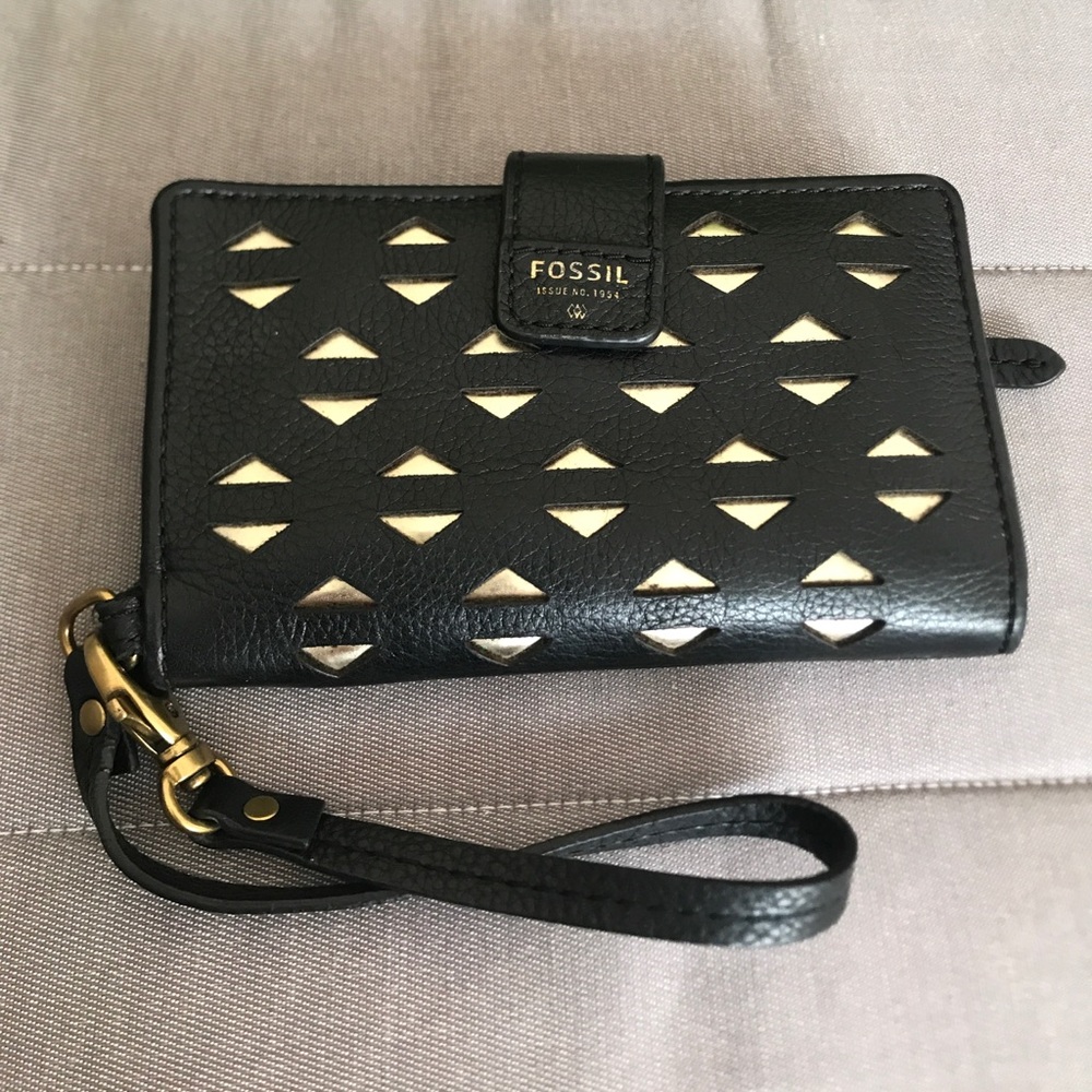 Fossil Wrislet black and gold geometric