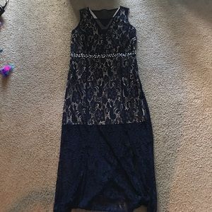 Blue long Lace Dress