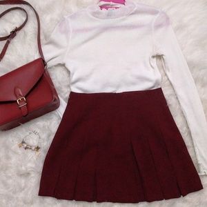 Forever 21 Maroon Pleated Skirt