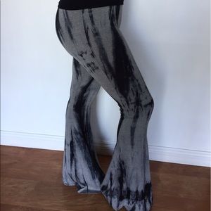 Acid wash bell bottom pants