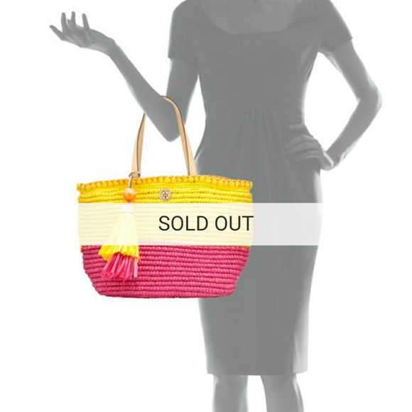 *SOLD* NWT tory burch colorblock straw beach tote - Picture 6 of 8