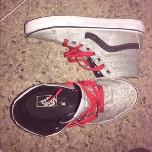 Good Condition Silver Glitter VANS