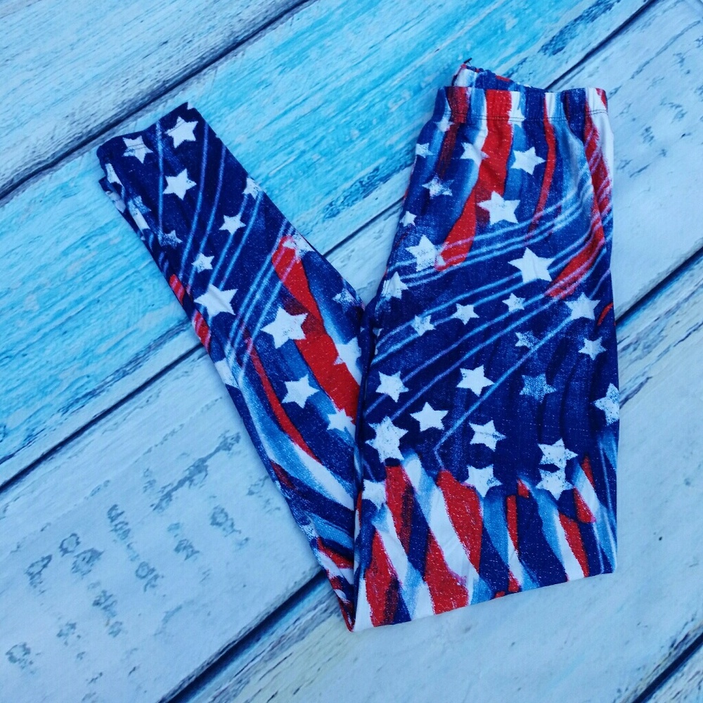 USA Flag 4th of July Leggings