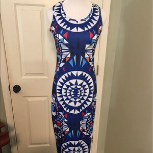 Blue Aztec print maxi-dress.  Size small.