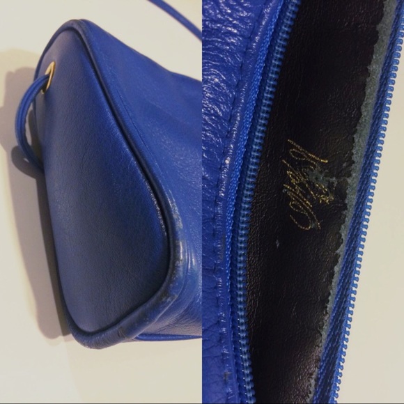 Vintage Blue Leather Purse Small Shoulder Bag - Picture 4 of 4