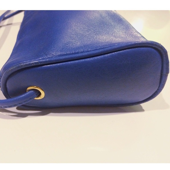 Vintage Blue Leather Purse Small Shoulder Bag - Picture 3 of 4