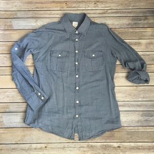 J.Crew Perfect Shirt Chambray Top M 100% Cotton