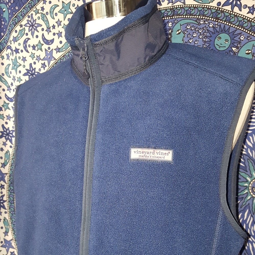 Vineyard Vines Mens Navy Whale Vest Full Zip