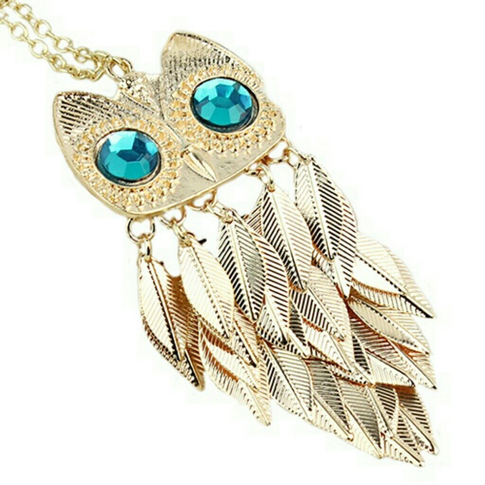 Stylish Gold Leaves Owl Charm & Necklace! ♡