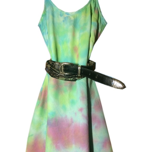 90s Tie Dye Dress Colorful Mini Dress - Picture 2 of 4