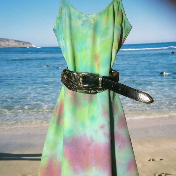 90s Tie Dye Dress Colorful Mini Dress - Picture 4 of 4