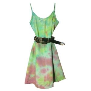 90s Tie Dye Dress Colorful Mini Dress