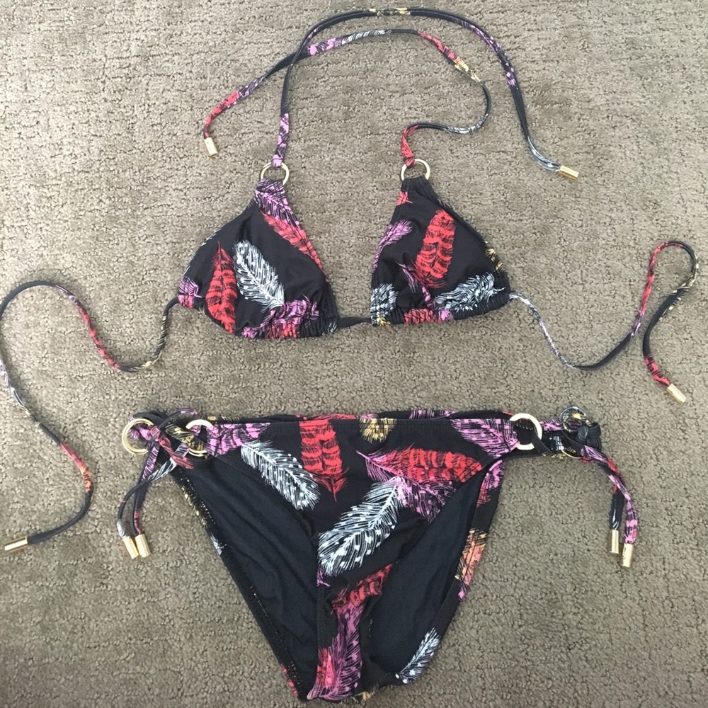 Feather print bikini