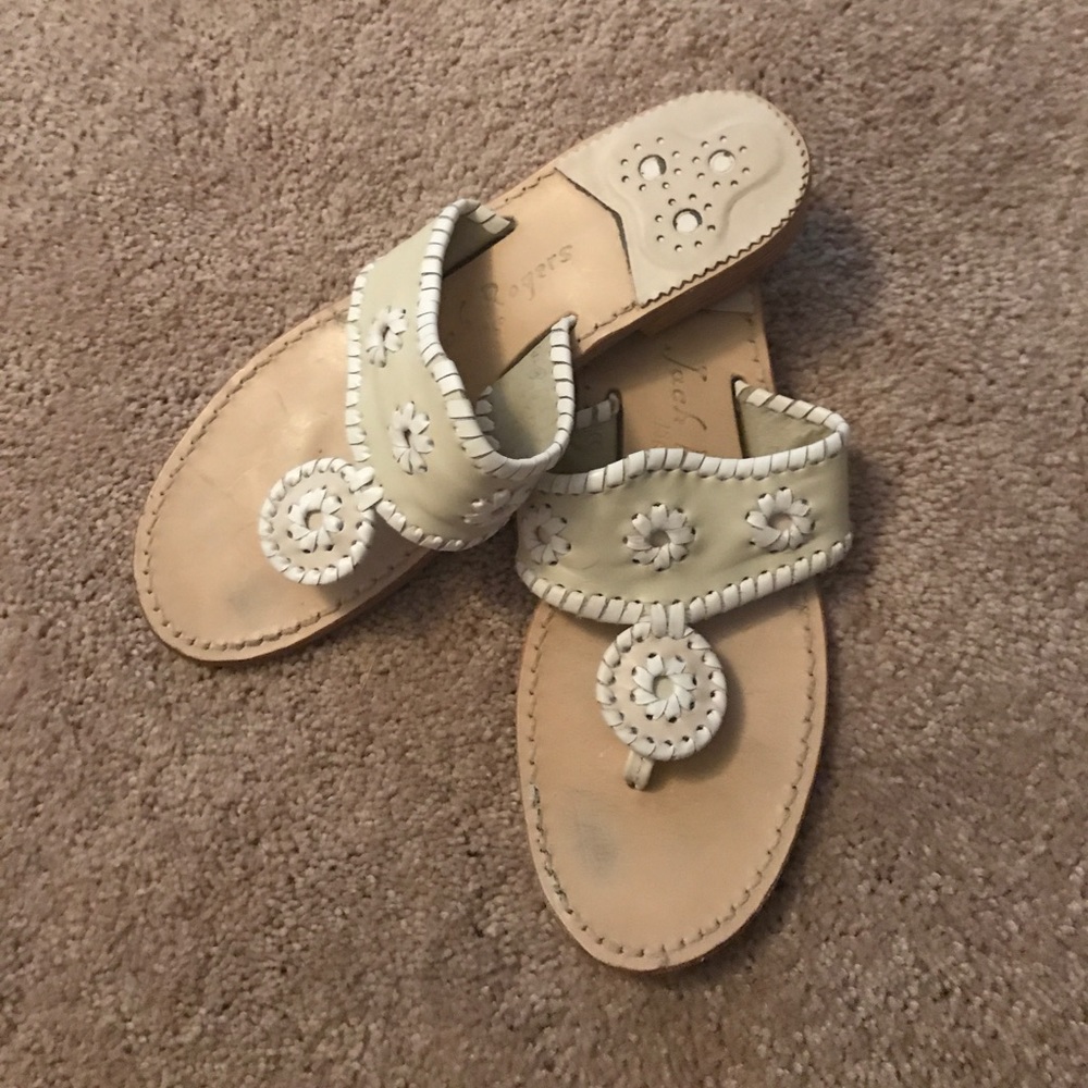 Tan and white jack Rogers