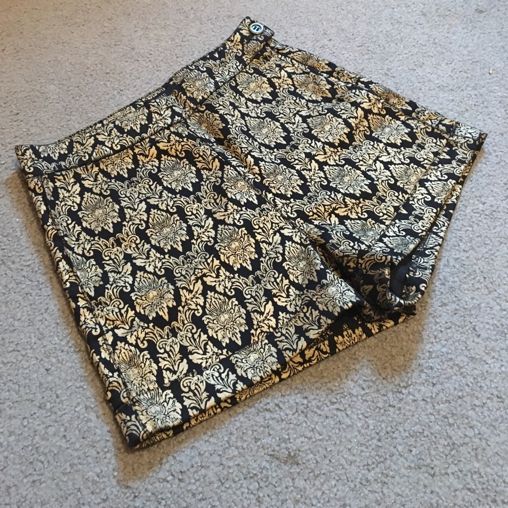 Black & Gold Detailed Shorts