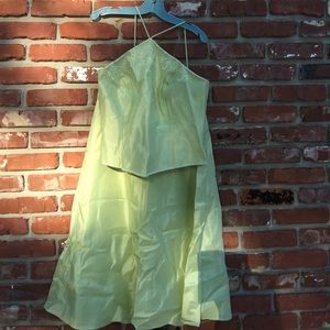 Lime green David's Bridal two piece dress