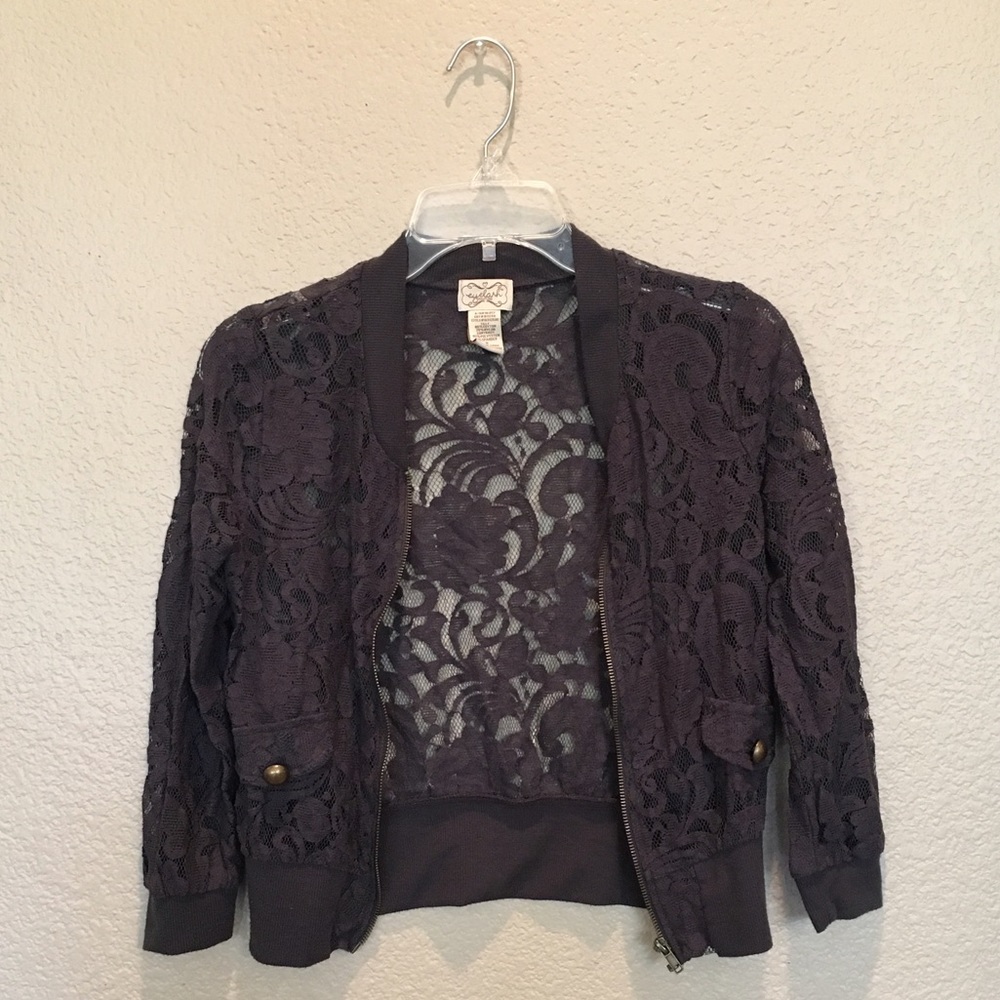 Grey Lace Crop Jacket