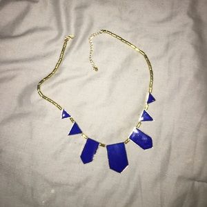 Blue statement necklace. Blue and gold