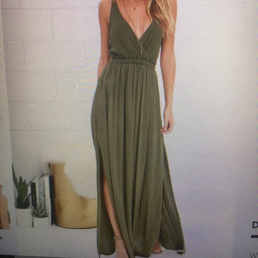 Lulu's lost in paradise olive green maxi dress