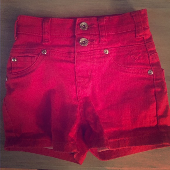 Girls Red Justice Shorts - Picture 1 of 3