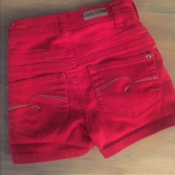 Girls Red Justice Shorts - Picture 2 of 3
