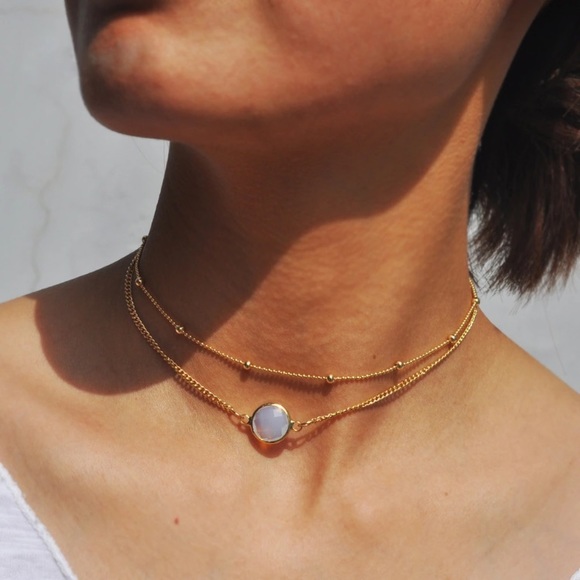 2 layer gold gem choker RESTOCK - Picture 1 of 4