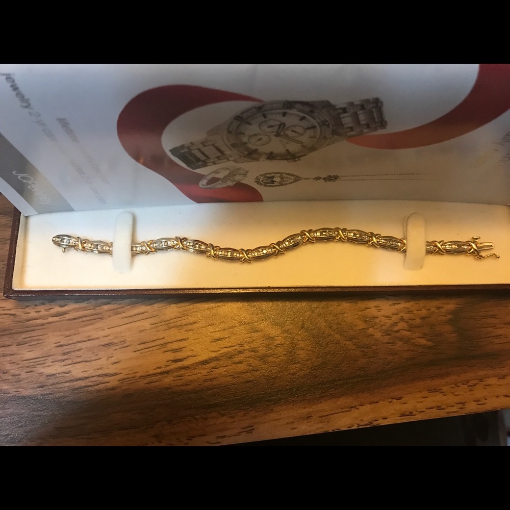 14K Over Silver Diamond Bracelet