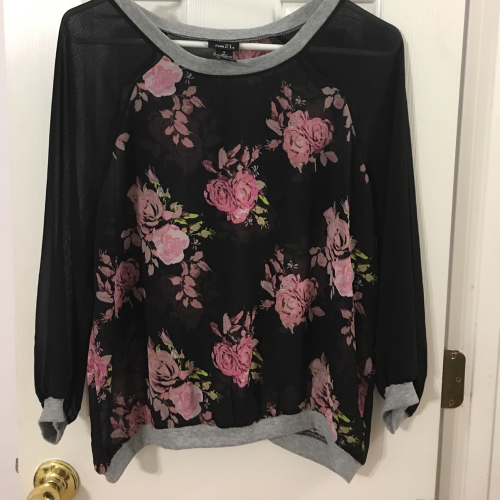 A chiffon, kind of cropped top.