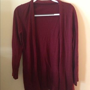 J Jill Red Button-Up Cardigan