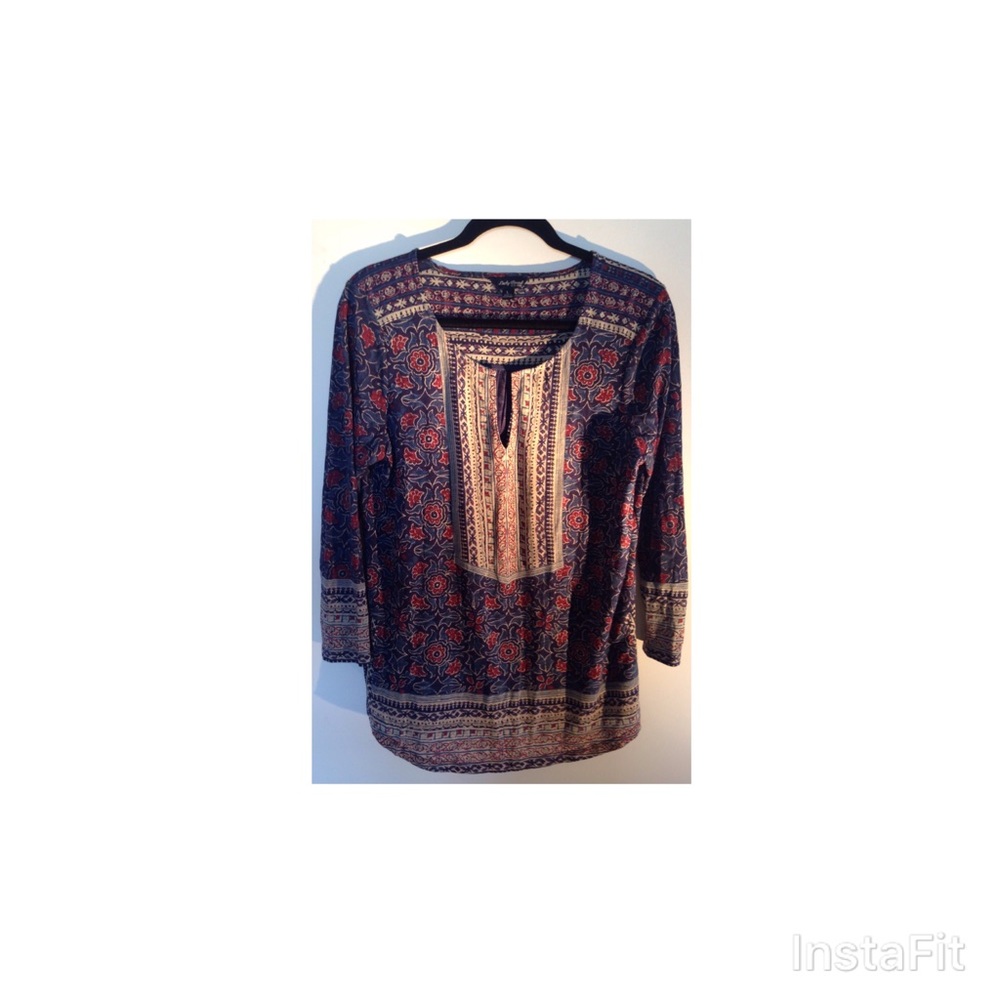 Lucky Brand Boho Indian Print Border Print Tunic