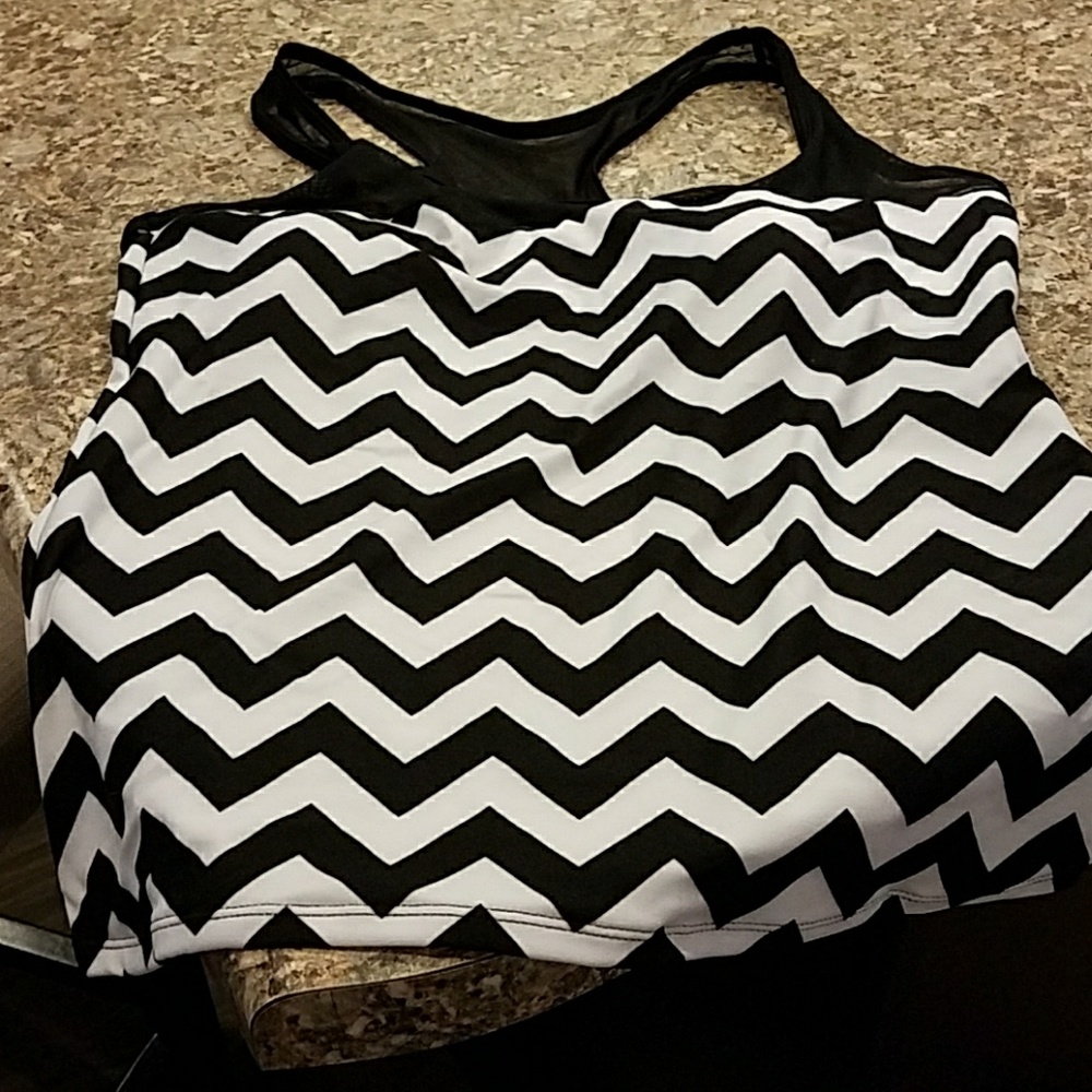 Chevron Black and White Tankini