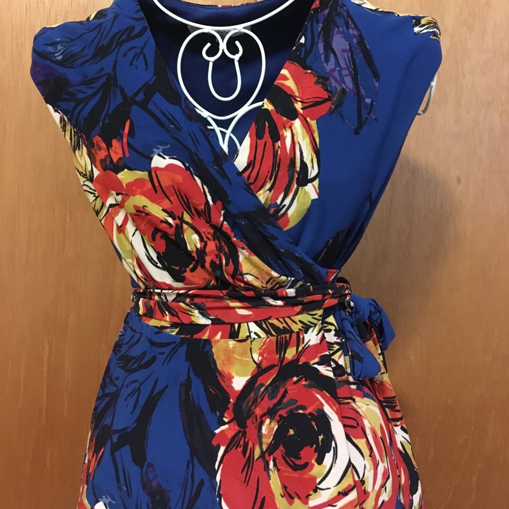 Impressionist Rose Faux Wrap Dress