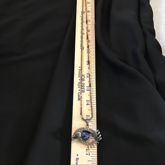 NEW Blue Eye Teardrop Necklace GunMetal Gray Chain - Picture 5 of 5