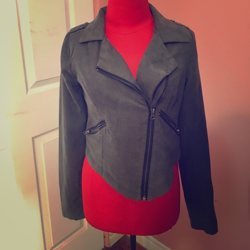 Jack by BB Dakota Asymmetrical Crop Jacket Gray