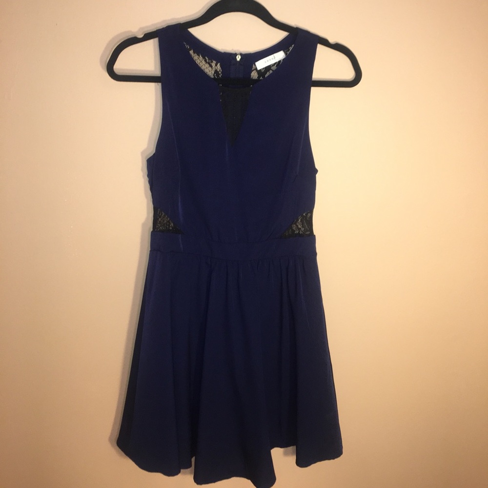 Navy lace back dress