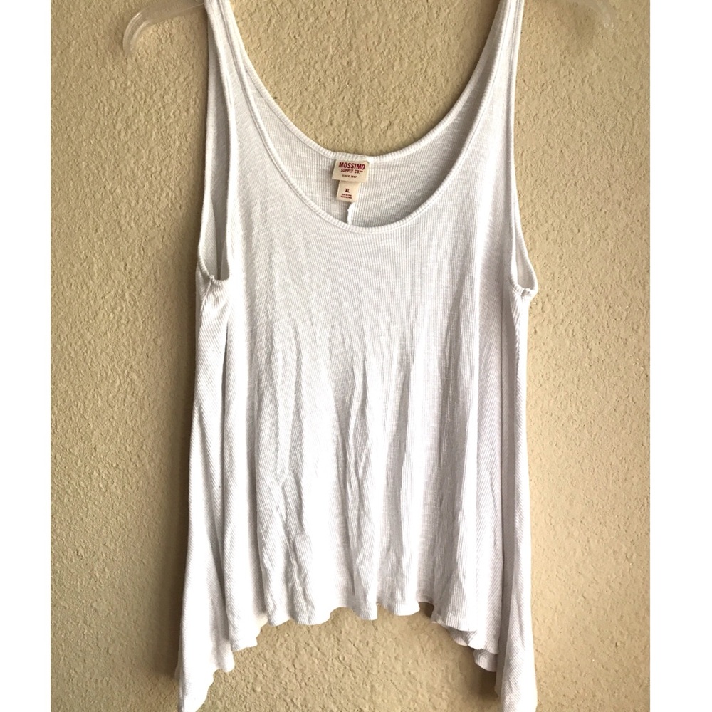 White Shark Bite Hem Flow-y Tank Top