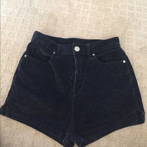 Navy High Waisted Corduroy Shorts