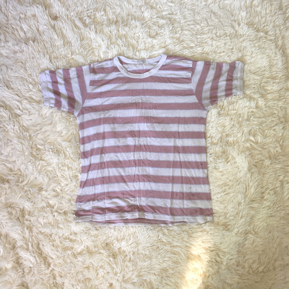 White, Pink and Blue Stripped Tee