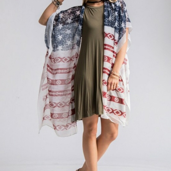 ❤️American Flag 🇺🇸 Kimono Shawl - Picture 5 of 5