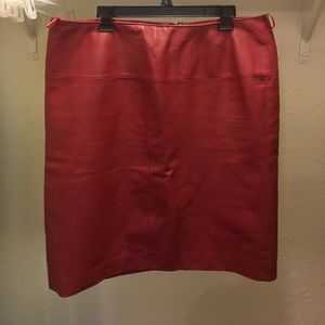 Red 100% leather Skirt size 16 w