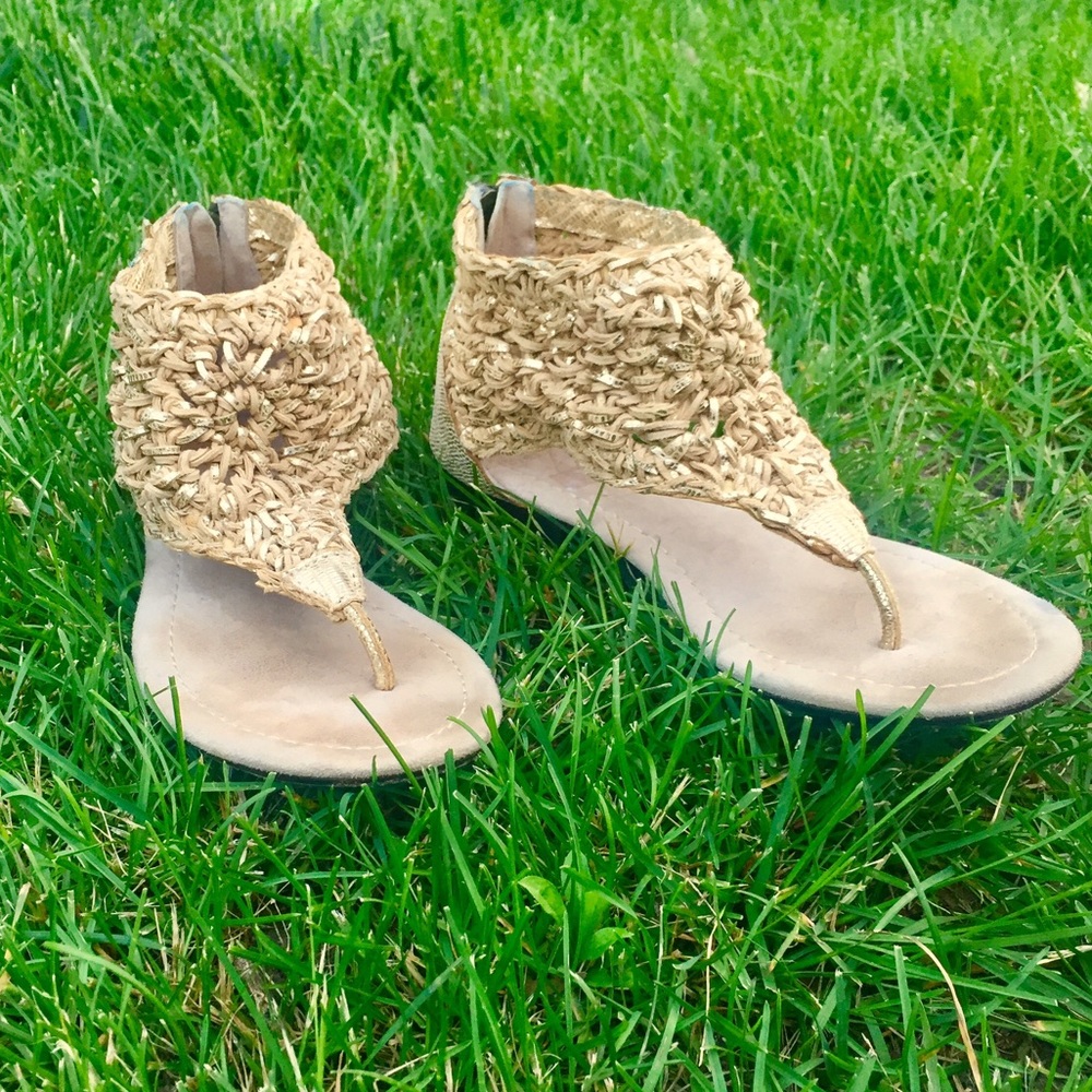 Bacio 61 Gold Leather Sole Sandals