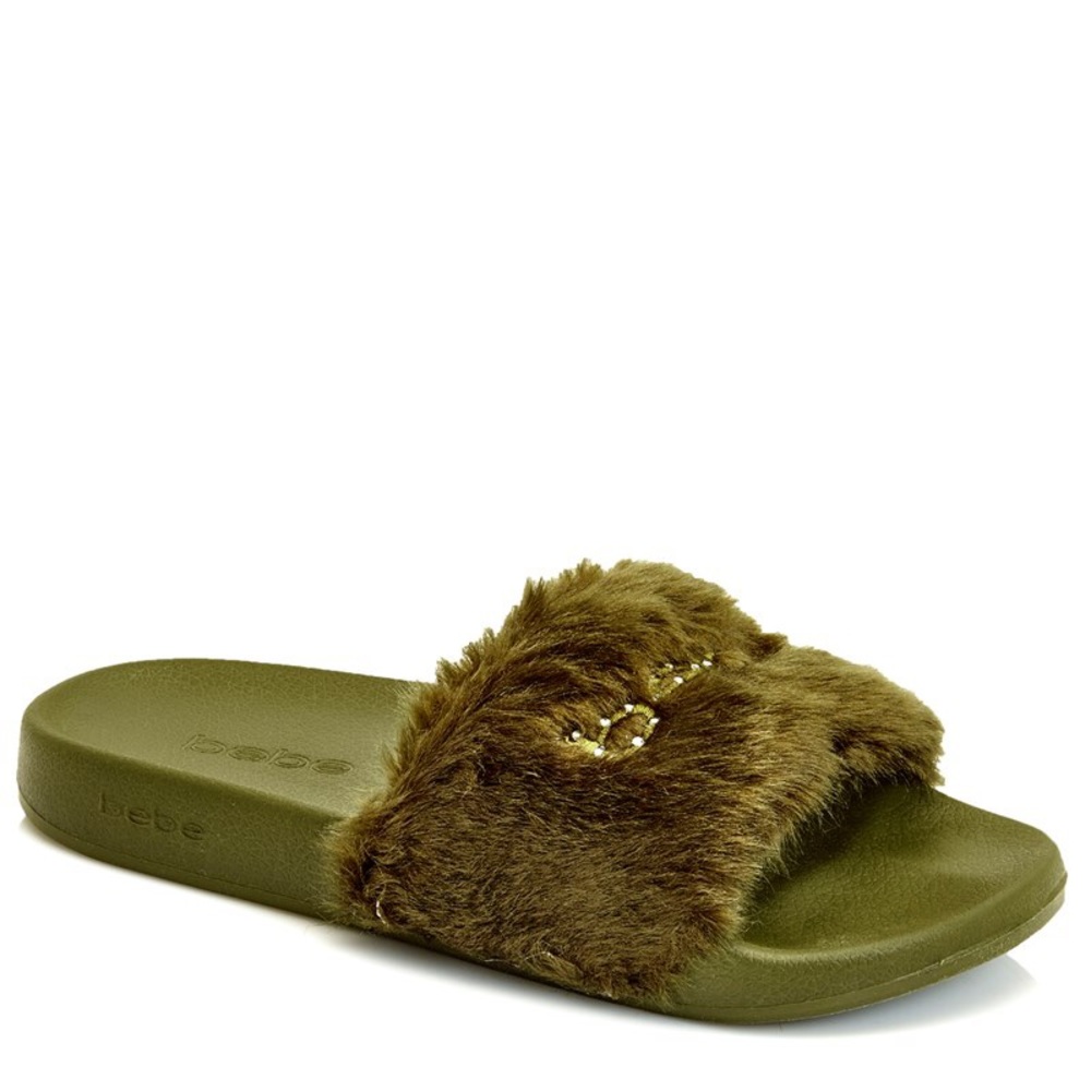 Bebe Furiosa Womens Faux Fur Slide Sandals