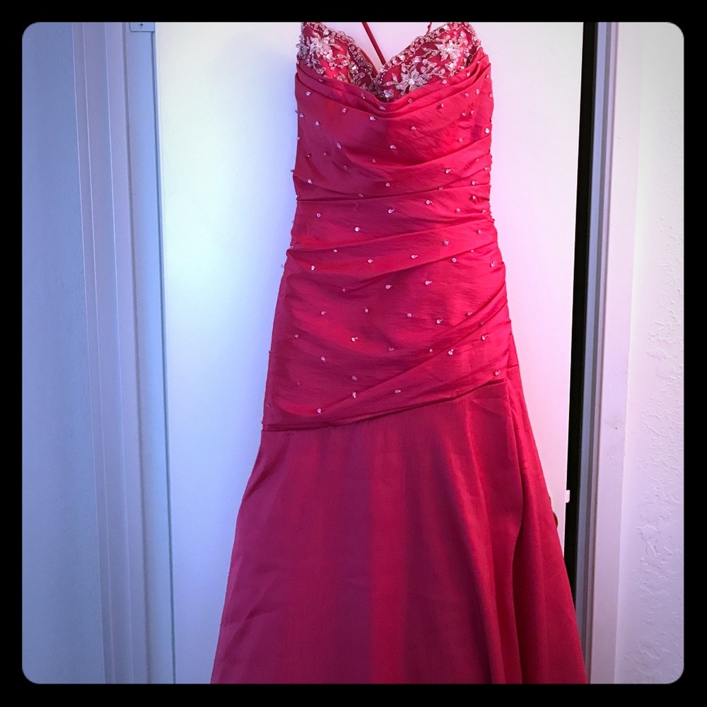 Mori Lee magenta prom dress