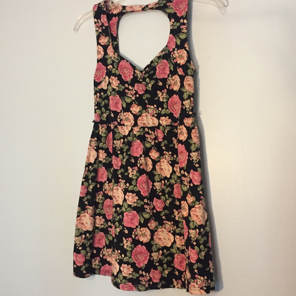Black Floral Skater Dress
