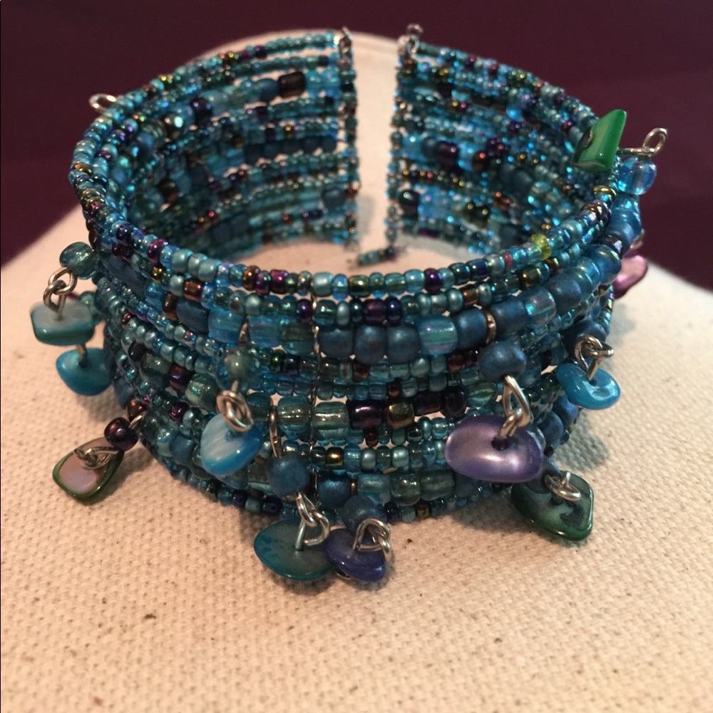 Hand beaded Boho bracelet.