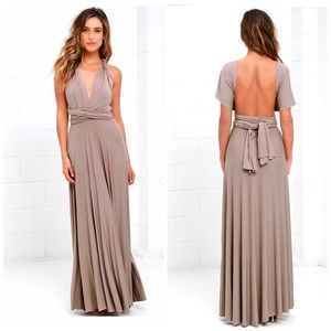 Beautiful taupe color convertible maxi dress