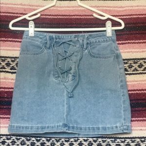 Kendall & Kylie Denim Lace Up Mini Skirt